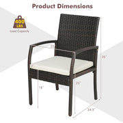 Costway - 4 Pieces Patio Wicker Dining Armchair Set with Soft Zippered Cushion-Set of 4