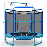 Costway - 5 Feet Kids 3-in-1 Game Trampoline with Enclosure Net Spring Pad-Blue