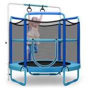 Costway - 5 Feet Kids 3-in-1 Game Trampoline with Enclosure Net Spring Pad-Blue