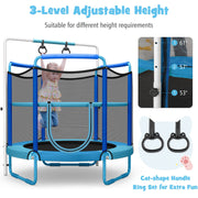 Costway - 5 Feet Kids 3-in-1 Game Trampoline with Enclosure Net Spring Pad-Blue