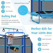 Costway - 5 Feet Kids 3-in-1 Game Trampoline with Enclosure Net Spring Pad-Blue