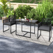 Costway - 3 Pieces Outdoor Dining Set with Folding Backrest and Seat Cushions-Gray