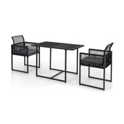 Costway - 3 Pieces Outdoor Dining Set with Folding Backrest and Seat Cushions-Gray