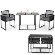 Costway - 3 Pieces Outdoor Dining Set with Folding Backrest and Seat Cushions-Gray