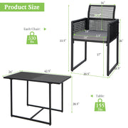 Costway - 3 Pieces Outdoor Dining Set with Folding Backrest and Seat Cushions-Gray