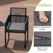 Costway - 3 Pieces Outdoor Dining Set with Folding Backrest and Seat Cushions-Gray