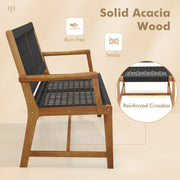 Costway - Set of 2 Patio Acacia Wood Dining Chairs with Armrests for Lawn Yard