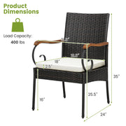 Costway - 7 Pieces Patio Wicker Dining Set with Detachable Cushion and Umbrella Hole