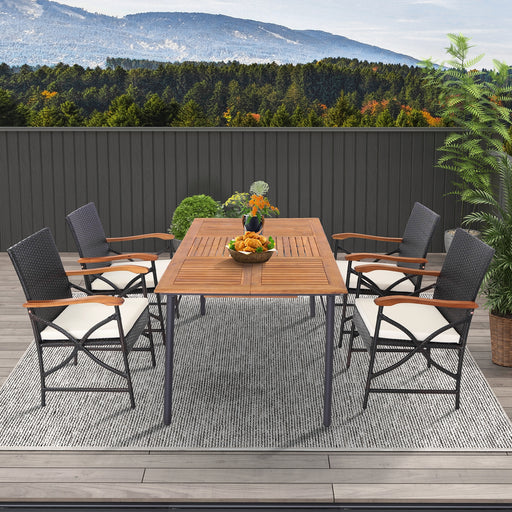 Costway - Set of 2/4 Patio Wicker Chairs with Soft Zippered Cushion-Set of 4