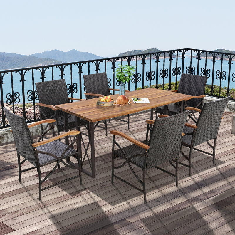 Costway - Set of 2/4 Patio Wicker Chairs with Soft Zippered Cushion-Set of 4