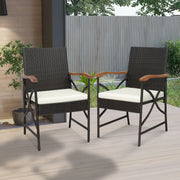 Costway - Set of 2/4 Patio Wicker Dining Chairs with Soft Zippered Cushion-Set of 2