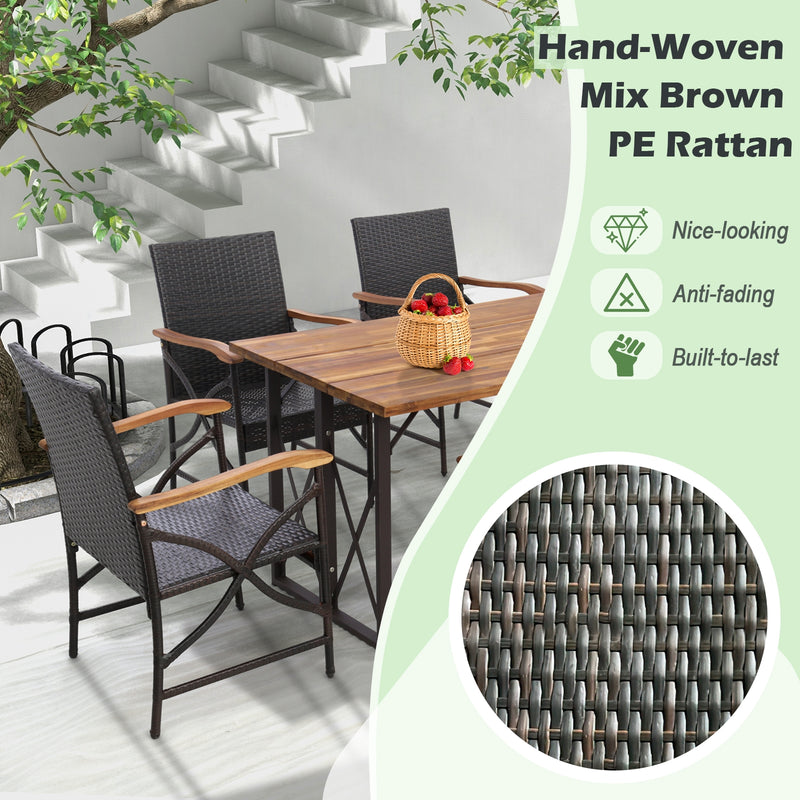 Costway - Set of 2/4 Patio Wicker Chairs with Soft Zippered Cushion-Set of 4
