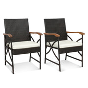 Costway - Set of 2/4 Patio Wicker Dining Chairs with Soft Zippered Cushion-Set of 2