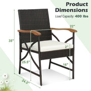 Costway - Set of 2/4 Patio Wicker Dining Chairs with Soft Zippered Cushion-Set of 2