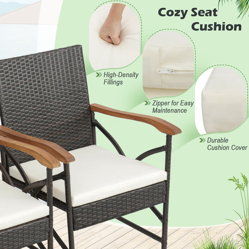 Costway - Set of 2/4 Patio Wicker Dining Chairs with Soft Zippered Cushion-Set of 2