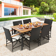 Costway - 5/7-Piece Outdoor Dining Set with Acacia Wood Table-6 Pieces +