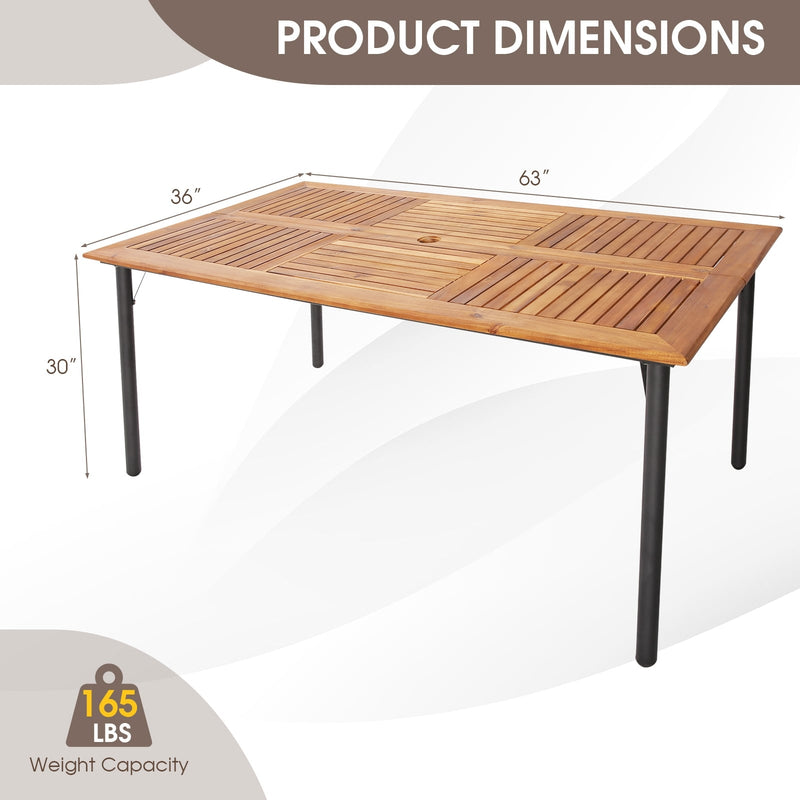 Costway - 5/7-Piece Outdoor Dining Set with Acacia Wood Table-6 Pieces +