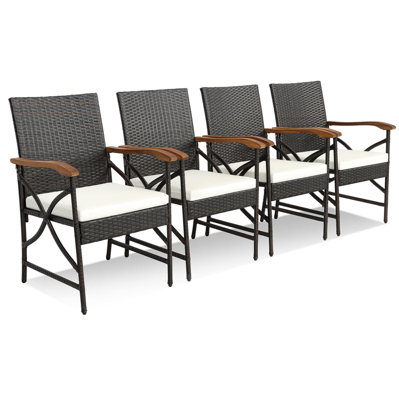 Costway - 5/7-Piece Outdoor Dining Set with Acacia Wood Table-6 Pieces +