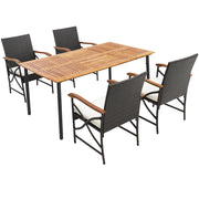 Costway - 5/7-Piece Outdoor Dining Set with Acacia Wood Table-4-5 Pieces