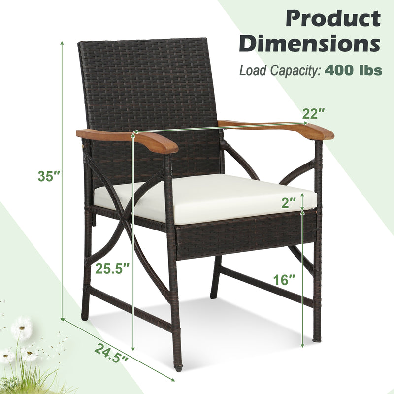 Costway - 5/7-Piece Outdoor Dining Set with Acacia Wood Table-4-5 Pieces