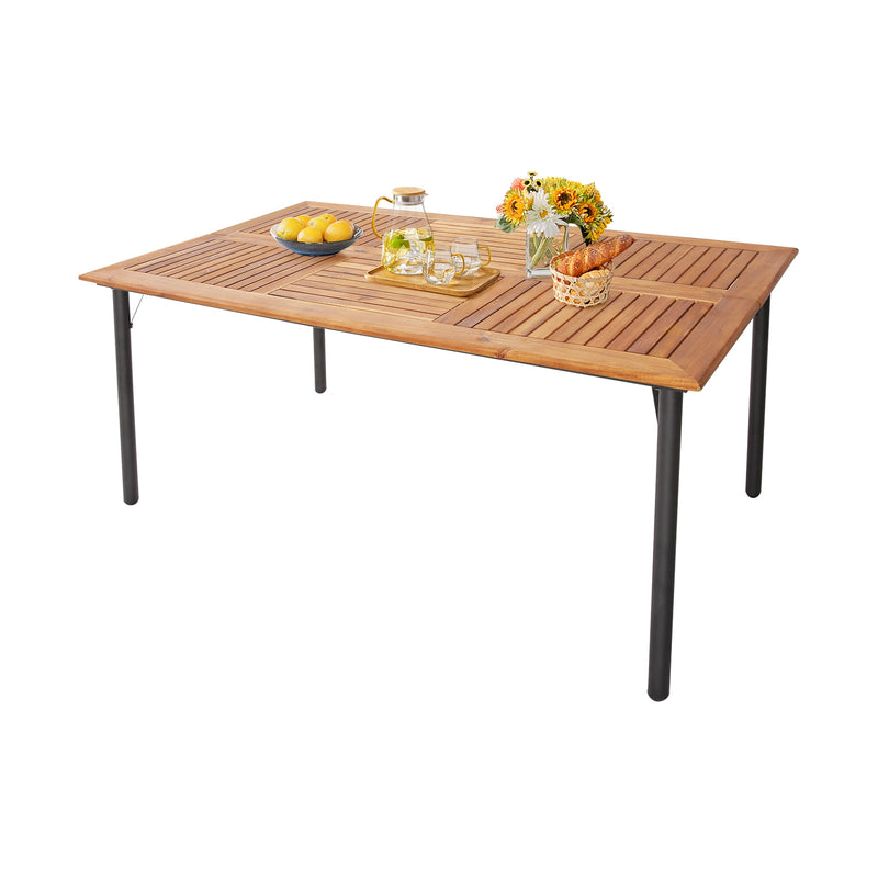Costway - 5/7-Piece Outdoor Dining Set with Acacia Wood Table-4-5 Pieces