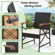 Costway - 5/7-Piece Outdoor Dining Set with Acacia Wood Table-4-5 Pieces