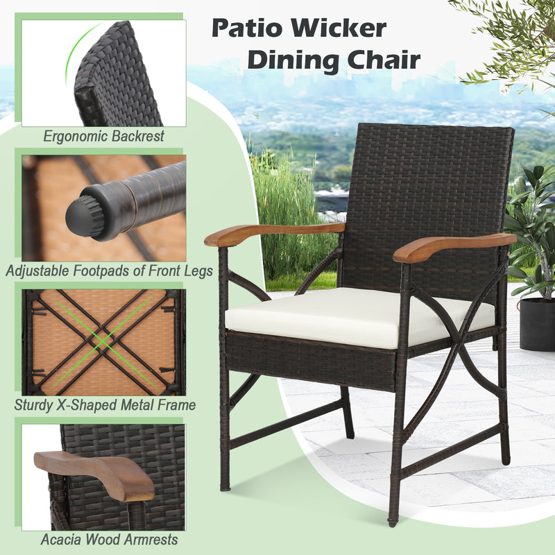 Costway - 5/7-Piece Outdoor Dining Set with Acacia Wood Table-4-5 Pieces