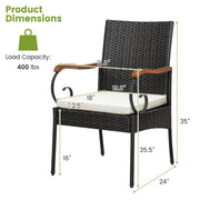 Costway - 5 Pieces Patio Rattan Dining Set with Umbrella Hole for Poolside Backyard