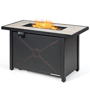 Costway - 9 Pieces Outdoor Patio Furniture Set with 42 Inch Propane Fire Pit Table-Black