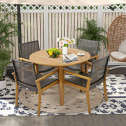 Costway - Set of 4 Outdoor Rattan Chair with Sturdy Acacia Wood Frame-Set of 4