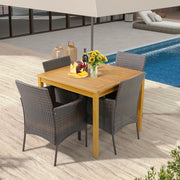 Costway - Set of 4 Patio PE Wicker Dining Chairs with Seat Cushions and Armrests-Set of 4