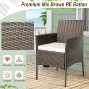 Costway - Set of 4 Patio PE Wicker Dining Chairs with Seat Cushions and Armrests-Set of 4