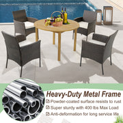 Costway - Set of 4 Patio PE Wicker Dining Chairs with Seat Cushions and Armrests-Set of 4
