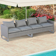 Costway - 2 Pieces Patio Furniture Sofa Set with Cushions and Sofa Clips-Gray