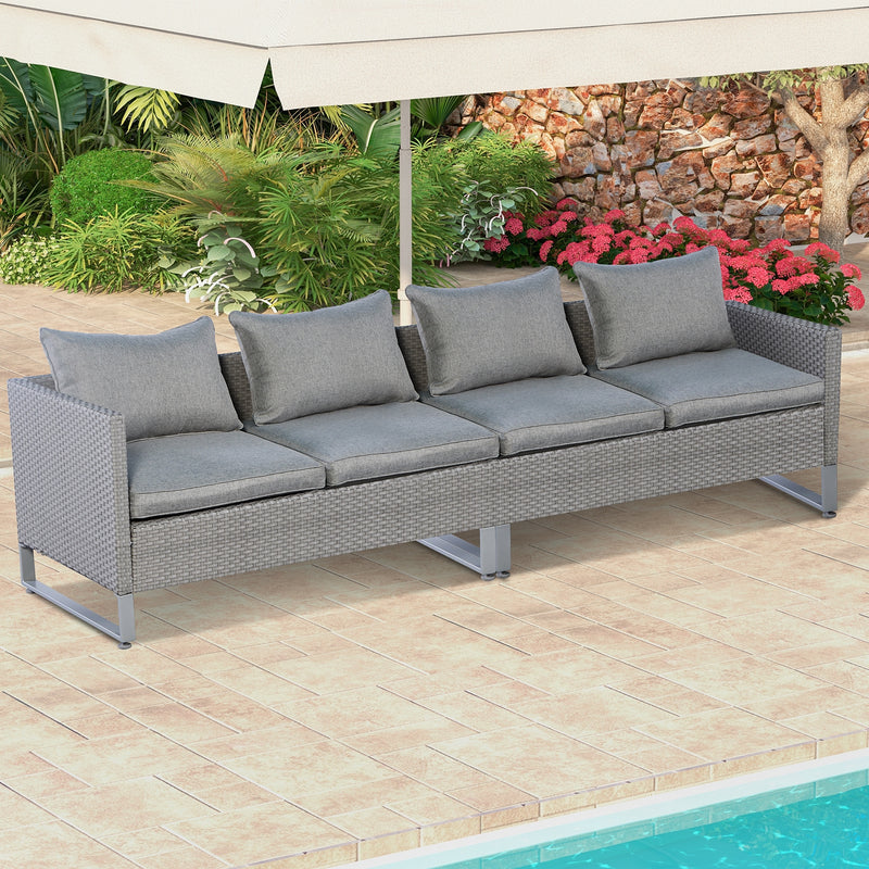 Costway - 2 Pieces Patio Furniture Sofa Set with Cushions and Sofa Clips-Gray