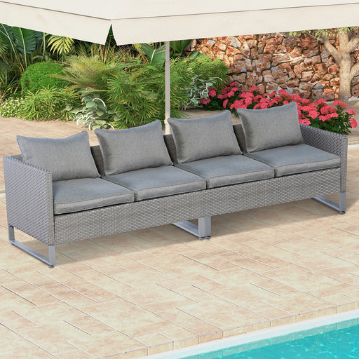 Costway - 2 Pieces Patio Furniture Sofa Set with Cushions and Sofa Clips-Gray