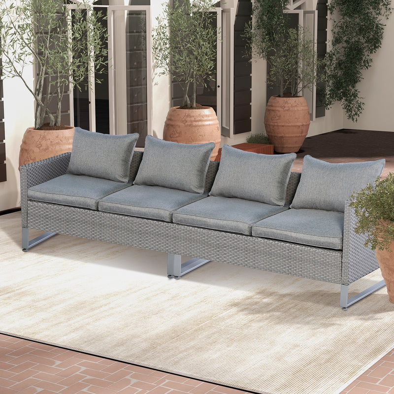 Costway - 2 Pieces Patio Furniture Sofa Set with Cushions and Sofa Clips-Gray