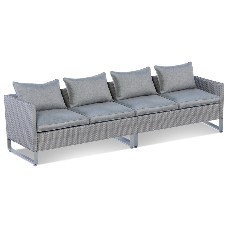 Costway - 2 Pieces Patio Furniture Sofa Set with Cushions and Sofa Clips-Gray
