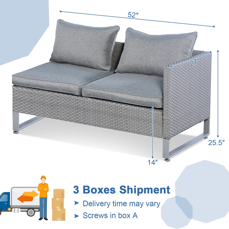 Costway - 2 Pieces Patio Furniture Sofa Set with Cushions and Sofa Clips-Gray