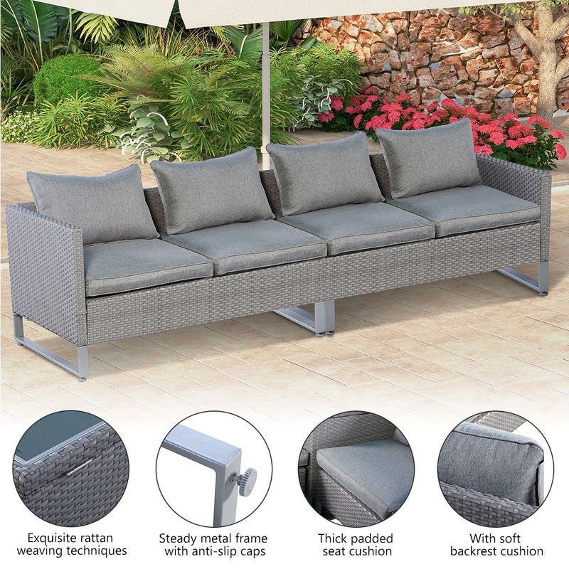 Costway - 2 Pieces Patio Furniture Sofa Set with Cushions and Sofa Clips-Gray