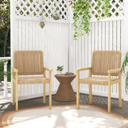 Costway - Indoor Outdoor Wood Chair Set of 2-Natural