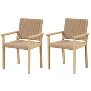 Costway - Indoor Outdoor Wood Chair Set of 2-Natural
