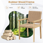 Costway - Indoor Outdoor Wood Chair Set of 2-Natural