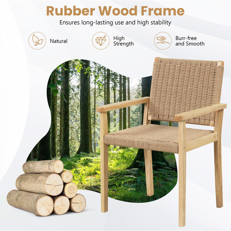 Costway - Indoor Outdoor Wood Chair Set of 2-Natural