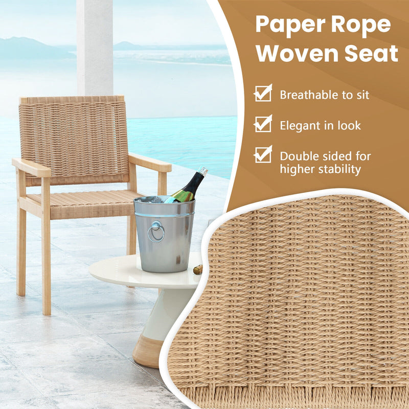 Costway - Indoor Outdoor Wood Chair Set of 2-Natural
