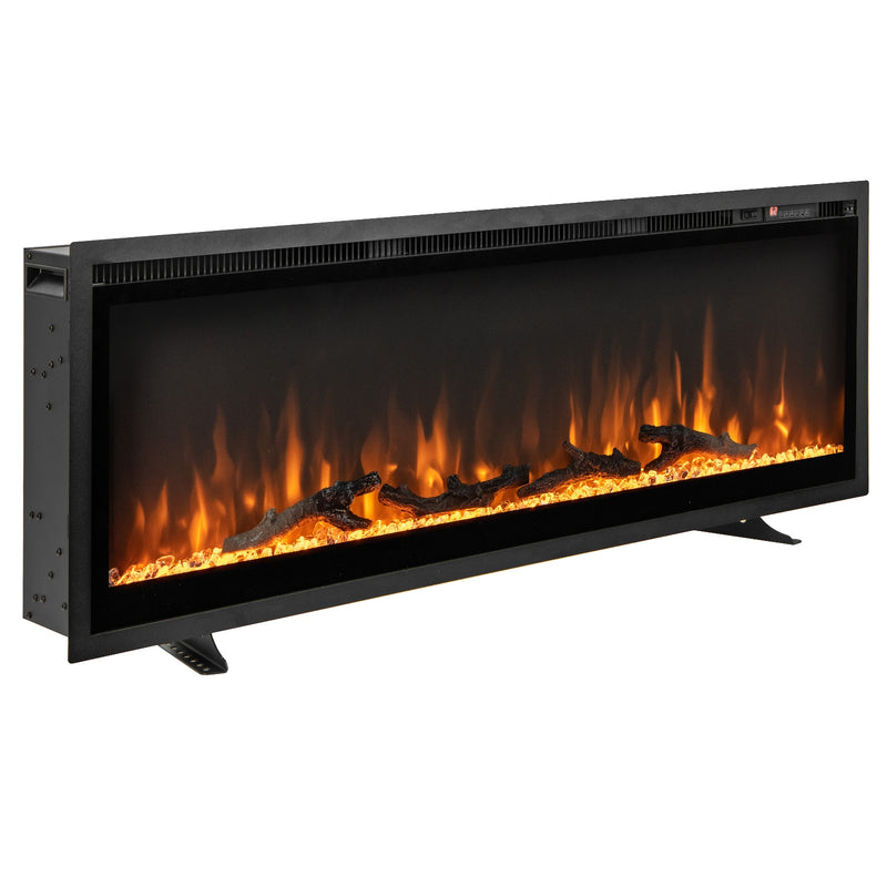 Costway - 50 Inches Electric Fireplace in-Wall Recessed with Remote Control and Adjustable Color and Brightness-50 inches