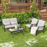 Costway - 2 Piece Patio Metal Chairs with Seat and Back Cushions