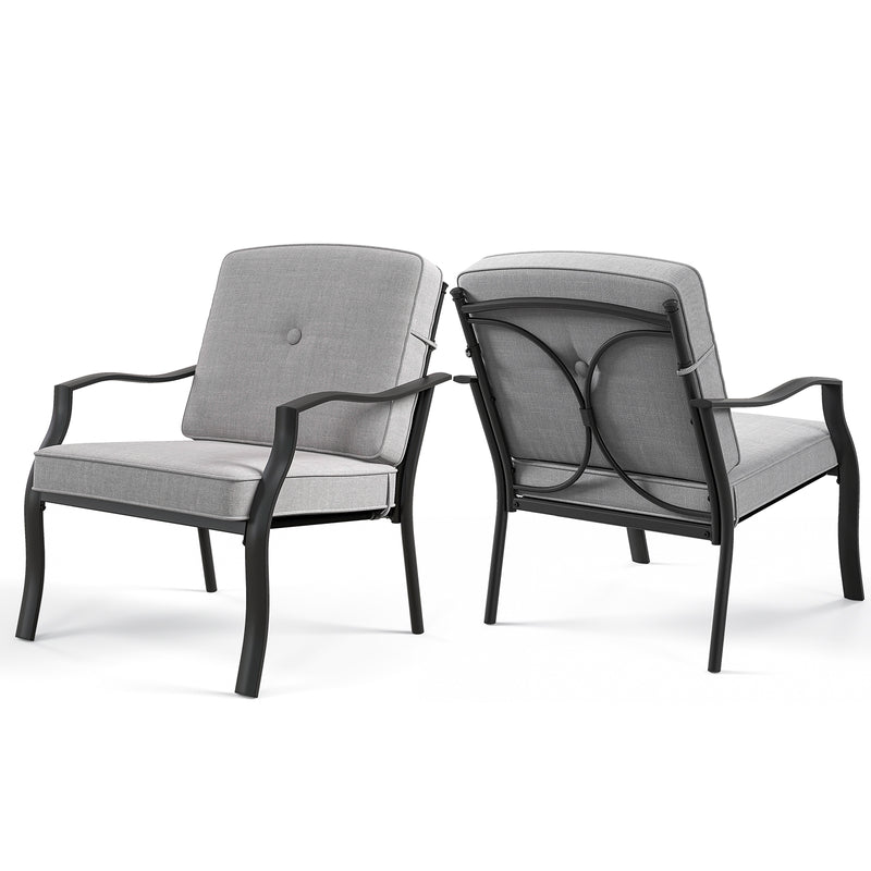 Costway - 2 Piece Patio Metal Chairs with Seat and Back Cushions