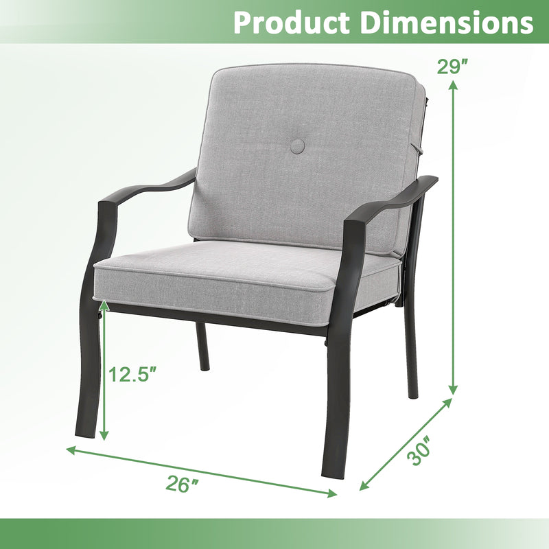 Costway - 2 Piece Patio Metal Chairs with Seat and Back Cushions