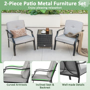 Costway - 2 Piece Patio Metal Chairs with Seat and Back Cushions